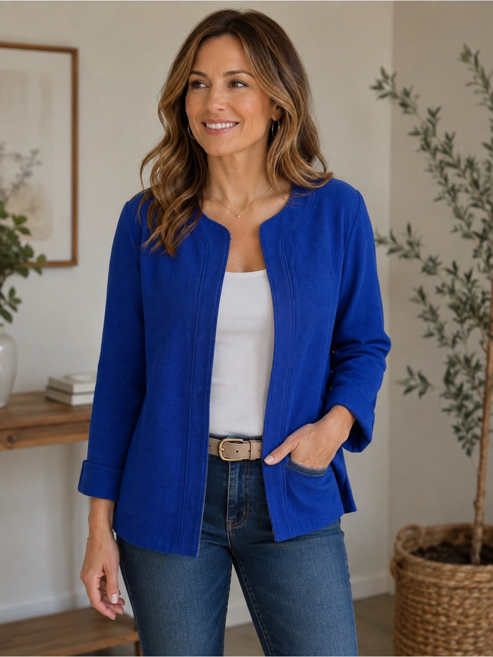 NEW Chico’s Alicia Textured Jacket Cobalt Blue